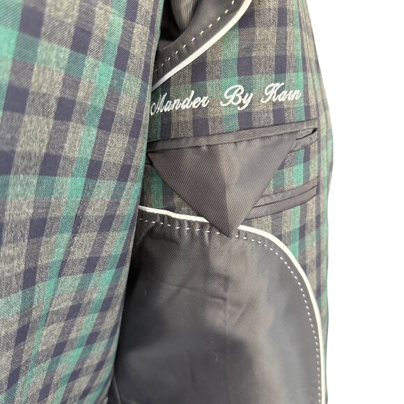 Mander By Karn Bespoke Mens Gray Three-Piece Plaid Suit Jacket Pants Vest - Picture 9 of 16